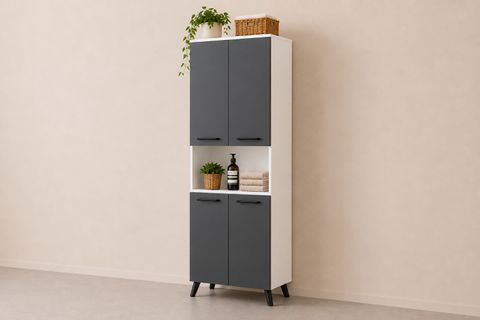 LİSTRA 4 KAPAKLI ÇOK AMAÇLI DOLAP, ANTRASİT BEYAZ, 170,8 CM