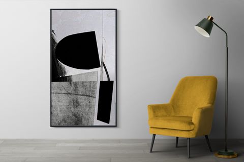 AHŞAP TRAVERTEN KAPLANMIŞ DOKULU, SOYUT KUTU TABLO, 67X123