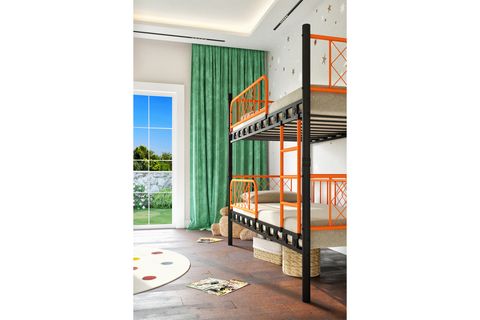 METİS EKSTRA KORKULUKLU RANZA, SİYAH TURUNCU, 90X200