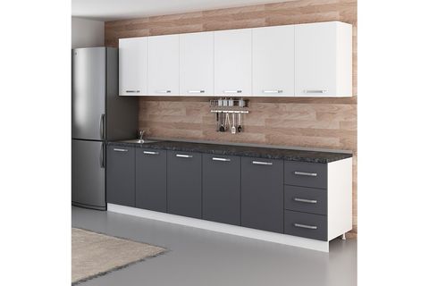 MİNAR MİLLA 295 CM MUTFAK DOLABI BEYAZ ANTRASİT 295-A2