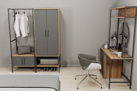 MODULAGO OTEL İKİ KAPAKLI DOLAP, ANTRASİT CEVİZ