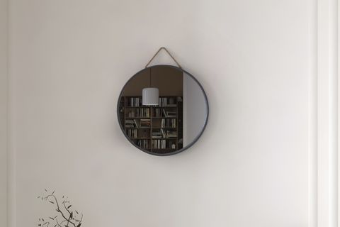 MİRORA YUVARLAK DEKORATİF DUVAR AYNASI, ANTRASİT, 48 CM