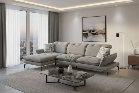 COSY KÖŞE KOLTUK, METAL AYAK, SOL KÖŞE, KÜL GRİ