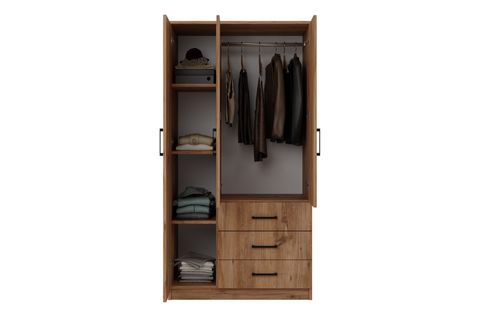 EASY GARDIROP, CEVİZ, 3 KAPILI 3 ÇEKMECELİ