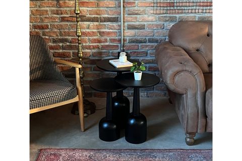 ZİGON MANTAR SEHPA, ÜÇLÜ, SİYAH