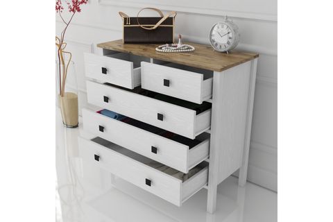 VENEZİA MİNİFİKS ŞİFONYER, ATLANTİK ÇAM, WOOD BEYAZ, 5 ÇEKMECELİ