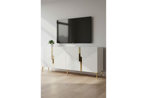 EVVA KONSOL VE TV SEHPASI, BEYAZ GOLD, 180 CM