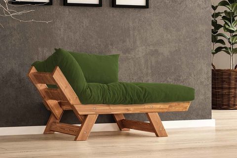 WOODESK ADALAR MASİF AHŞAP BERJER, TİK-YEŞİL RENK, CPT8160-140