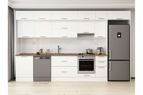 ALVİNKA 390X240 CM KLASİK MEBRAN MUTFAK DOLABI, MB E90S60S40 1 MEBRAN BEYAZ SUNTALAM