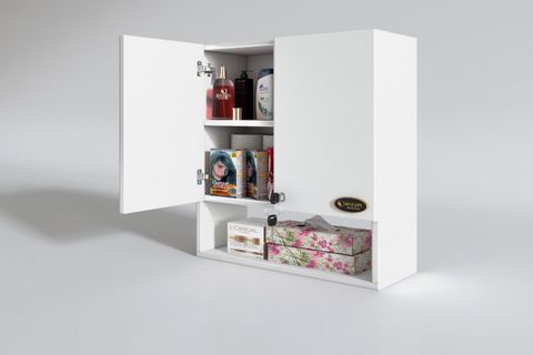 ÇİÇERİN KİLİTLİ BANYO DOLABI, BEYAZ