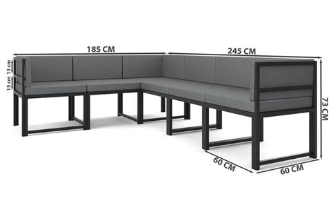 GARDEN 6 KİŞİLİK BALKON BAHÇE MUTFAK KÖŞE TAKIMI, GRİ