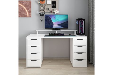 ALEN ÇALIŞMA MASASI, BEYAZ, 8 ÇEKMECELİ, 150 CM