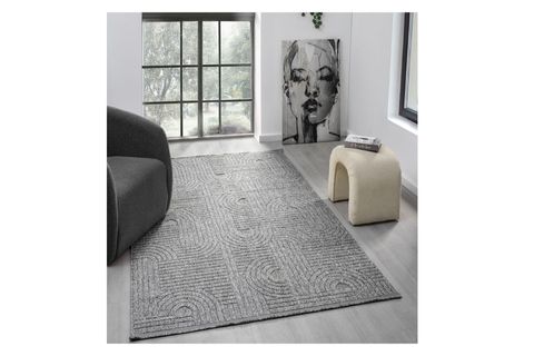 LARA İSKANDİNAV DOKUMA BUKLELİ MAKİNE HALISI, ANTRASİT, DS623,  80X350