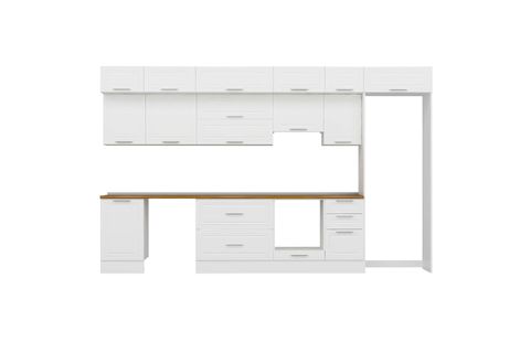 ALVİNKA 385X240 CM KLASİK MEBRAN MUTFAK DOLABI, MB E90S50S45 1 MEBRAN BEYAZ SUNTALAM