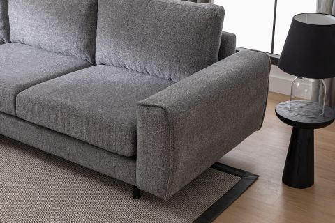 MERLİN MİNİ KÖŞE KOLTUK, SİYAH METAL AYAK, FİTİLLİ KOL, ŞÖNİL KUMAŞ, ANTRASİT