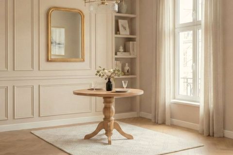 LOKA YUVARLAK AHŞAP MUTFAK MASASI TAKIMI, NATURAL