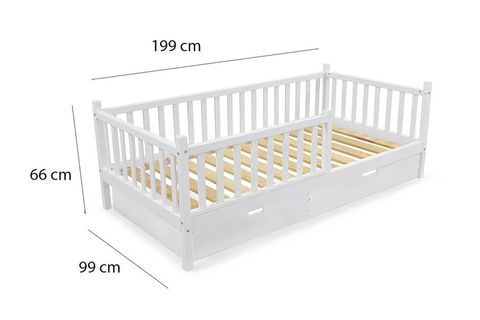 NATURKİDZ MONTESSORİ KARYOLA, ÇEKMECELİ, BEYAZ, 90X190