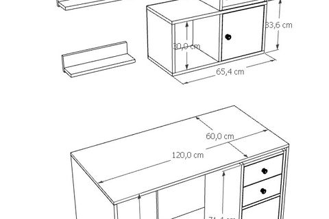 MODERN ÇALIŞMA MASASI, 2 KAPAKLI, 2 ÇEKMECELİ