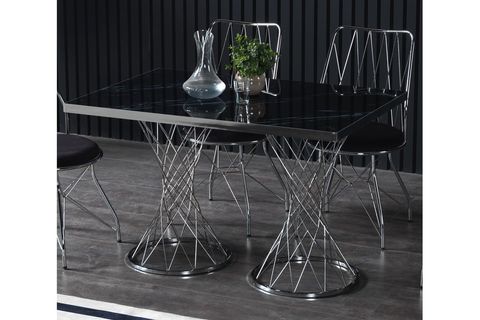RESSAHOME MUTFAK MASASI TAKIMI, MARİNE SİYAH MERMERLİ, 120X80