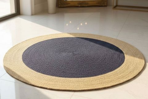 KONTRAST YUVARLAK MODEL HALI, SİYAH NATURAL, 120 CM