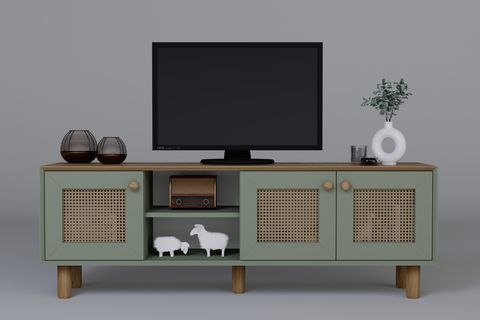BOHEM SERİSİ NATURA PVC HASIR DESEN TV ÜNİTESİ, NATURA YEŞİL