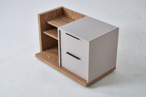 RENATA MODERN AÇIK RAFLI KOMODİN, MEŞE, VİZON GRİ