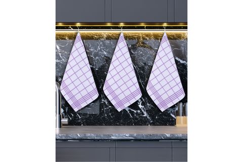 WAFFLE DESEN ÜÇLÜ LİLA MUTFAK KURULAMA BEZİ, 50X70CM