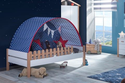 MY HOUSE YILDIZ KUMAŞLI YAY ÇATILI AHŞAP MONTESSORİ KARYOLA, 90X200, 1