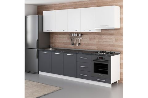 MİNAR DENİZ 270 CM MUTFAK DOLABI BEYAZ ANTRASİT 270-A5