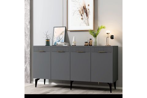 ALVİN KONSOL, 4 KAPAKLI, ANTRASİT ALTIN