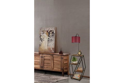 SEMBOL CEVİZ LAMBADER SİLİNDİR HASIR BORDO ABAJURLU