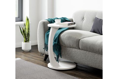 CLEO TEKERLEKLİ C SEHPA TEKERLEKLİ YAN SEHPA, BEYAZ