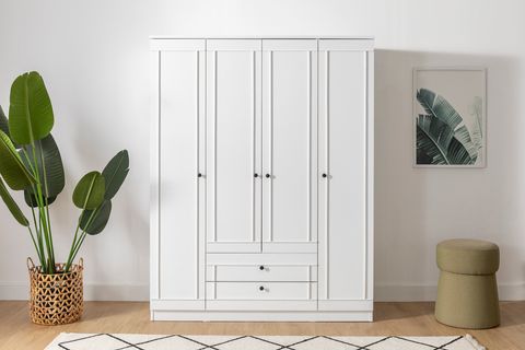 LİA GARDIROP 4 KAPAKLI, BEYAZ, 180 CM
