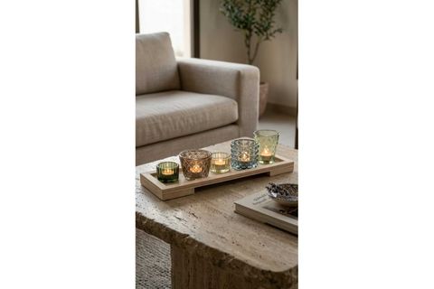 ÇOK RENKLİ AHŞAP MUMLUK MODERN DEKORATİF OBJE