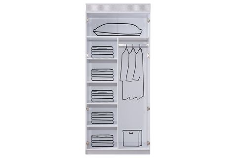 ATHENA 4 KAPAKLI LEDLİ KİTAPLIKLI DOLAP, GRİ