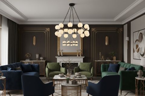 CANSU BEYAZ CAMLI SİYAH KASALI AVİZE, 100 CM