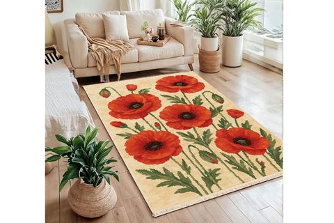GELİNCİK BAHÇESİ BASKILI DOKUMA TABAN HALI, 304 YNG, 120X180 CM