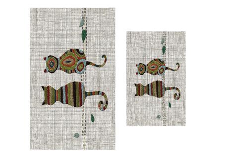 DİJİTAL BASKI, KAYMAZ TABAN İKİLİ BANYO PASPASI 100X60 + 60X50 CM  RVG5-SM286