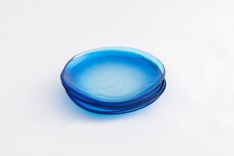 KİTCHEN ESSENTİALS ALTHEA CAM PASTA TABAĞI 21 CM, MAVİ, ALTILI SET