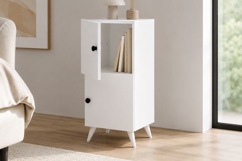 ELLA KOMODİN, BEYAZ, 2 KAPAKLI ÇEKMECESİZ