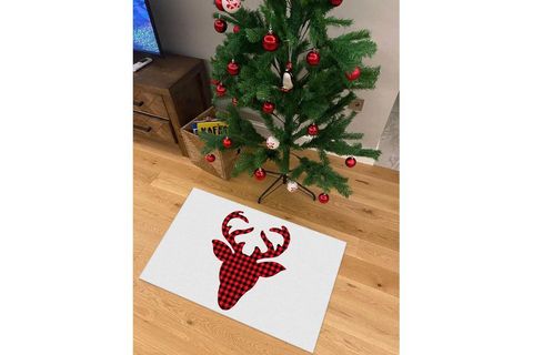 BÜYÜK GEYİK YILBAŞI KAYMAZ TABANLI YIKANABİLİR CHRİSTMAS HALI 50X80 CM