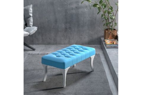 VİNDA KAPİTONELİ KAPIÖNÜ AYAK UCU BENCH PUF 75 CM MAVİ