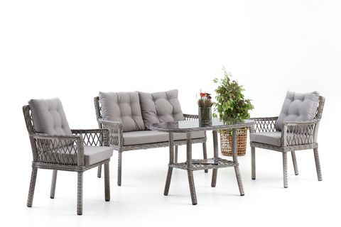 PİRUS RATTAN BAHÇE İKİLİ OTURMA GRUBU,GRİ