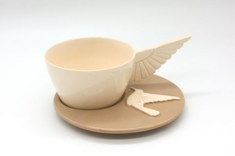 KANAT BARDAK VE TABAK SET, BEJ