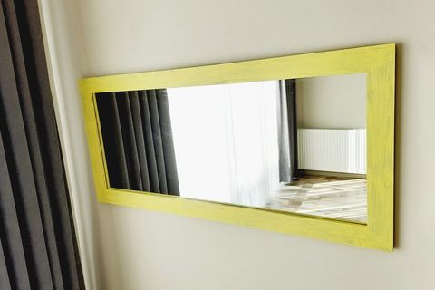 DFN WOOD DEKORATİF DUVAR BOY AYNASI, SARI, 150X70