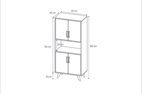 LAVO ÇOK AMAÇLI KAHVE KÖŞESİ DOLABI, 4 KAPAKLI ORTA BÖLMELİ