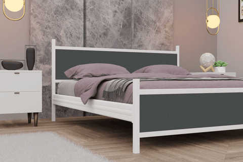 GM MODERN METAL ÇİFT KİŞİLİK KARYOLA, BEYAZ ANTRASİT GRİ, 150X200