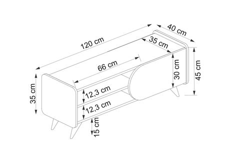 MİNDY TV SEHPASI, SAFİR MEŞE BEYAZ, 120 CM