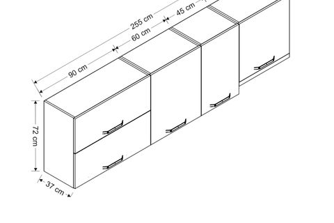 MİNAR 255 CM MUTFAK DOLABI BEYAZ 255-B8-ÜST MODÜL