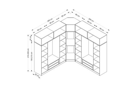 KALE MENTEŞELİ DOLAP, 6+ KAPAKLI, BEYAZ, 235 CM